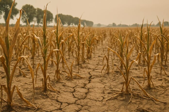 2026-07-30-ehn-germany-how-weather-extremes-impact-local-agriculture 독일 폭염과 가뭄으로 잎이 말라가는 옥수수 밭