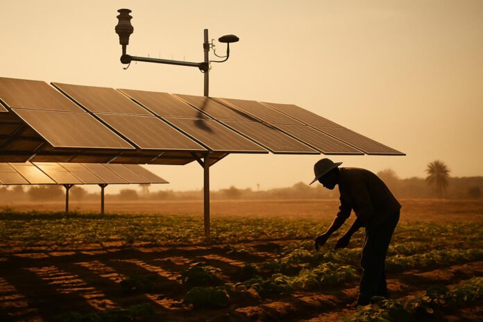 2026-08-19-grist-why-egyptian-farmers-are-growing-crops-under-solar-panels 이집트의 건조한 농지에서 태양광 패널 그늘 아래 자라는 작물