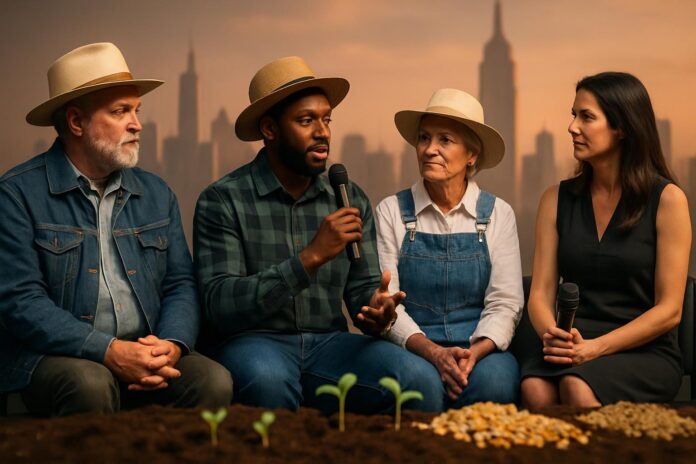 2026-09-21-foodtank-putting-farmers-first-to-build-a-resilient-food-system 기후위기 속 농민 우선과 지속가능한 식품시스템을 논의하는 패널 토론 이미지
