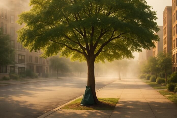 2026-10-14-grist-pampered-city-trees-deal-with-stress-better-than-their-count 폭염 속에서도 그늘을 만드는 건강한 도시 가로수와 물주기 장치
